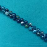 Bransoletka niebieska z Agatem 10 mm makrama boho - 