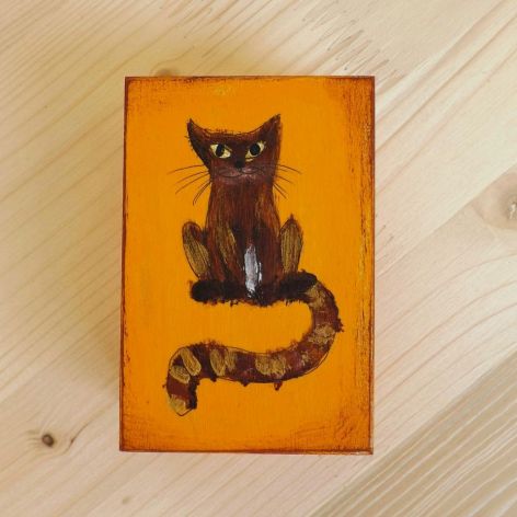 Pudełko malowane m. - Kotek w pomarańczowym