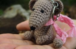 BEŻOWY SZCZUREK - brelok, zawieszka do torby, plecaka, kluczy