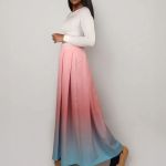 Spódnica maxi ombre z ozdobnymi kontrafałdami. - 