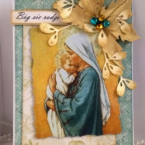 Tradycyjna kartka z Maryją i Dzieciątkiem