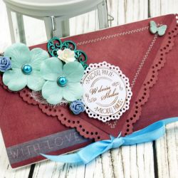 Kartka ślubna- Turkusowe bordo
