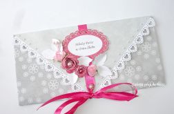 Kopertówka dla Młodej Pary w kolorze turkusowo - niebieski popielato - różowym