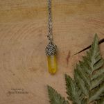 Wisiorek talizman żółty kryształ górski surowy - Zawieszony na regulowanym lańcuszku