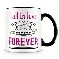 Fall in love forever - ceramiczny kubek z nadrukiem dla zakochanych