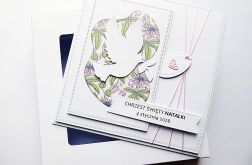 Skromna kartka na Chrzest z gołębicą handmade