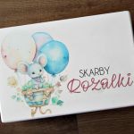 Kuferek Wspomnień Myszka Pudełko na pamiątki - Kuferek wspomnień dla dziewczynki personalizowane pudełko na pamiątki z dzieciństwa, zdjęcia prezent na roczek chrzest komunię myszka