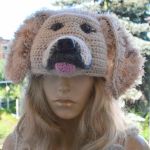 Czapka uszatka pies golden retriever 3d - na szydełku
