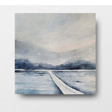 Zima-akwarela formatu 20/20 cm 