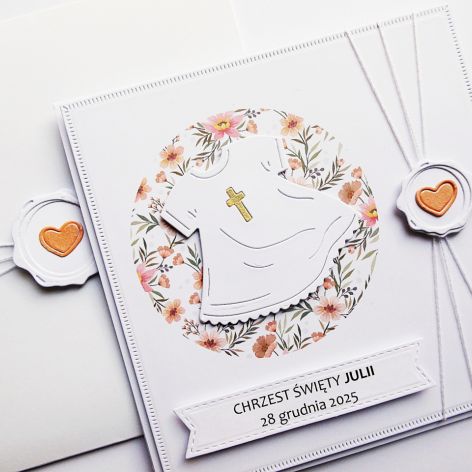 Kartka na Chrzest minimalistyczna z szatką 