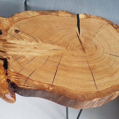 Stolik z plastra drewna dąb żywica