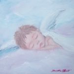 Śpiący Aniołek, obraz olejny.  - obraz ręcznie malowany