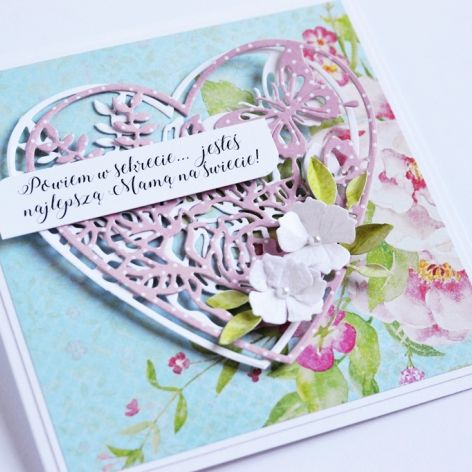 Kartka z sercem dla Mamy turkusowa GOTOWA