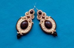 Kolczyki Krem & Brąz z Agatem