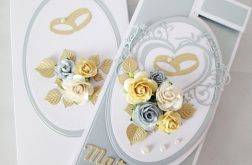 Kartka MĄŻ & ŻONA błękitno-złocista