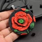 Naszyjnik "czerwony mak" - duży naszyjnik czerwony mak