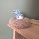 Czapeczka na jajka wielkanocne, uszy (nieb-ziel) - Czapeczka z uszami zająca na jajka wielkanocne - 1 szt.