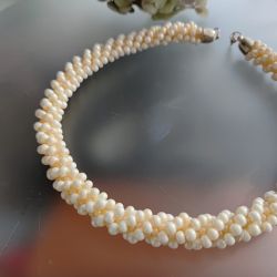 Naszyjnik Perłowy Sznur Koralikowy