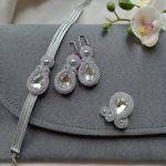 Biżuteria wizytowa soutache kopertówka siwa - ślubne dodatki