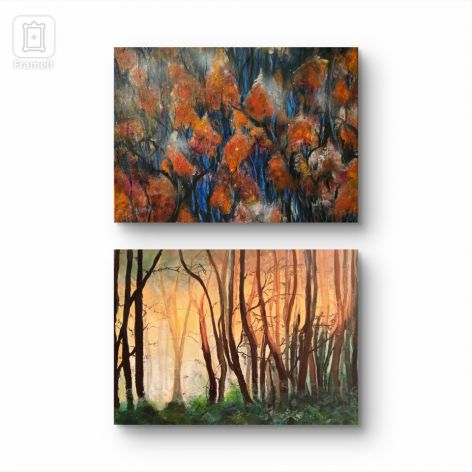 Kompozycja prac na płótnie,  40x50x2,  Polskie lasy , Podlasie 