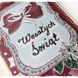 Kartka świąteczna z kokardą