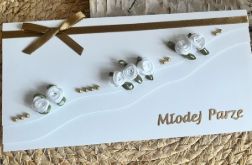 092,Kartka ślubna z dodatkiem starego złota