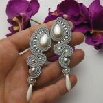 Soutache sutasz kolczyki siwe srebrne szare - siwe kolczyki