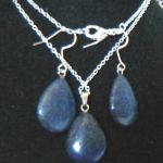 Lapis Lazuli, wisiorek i kolczyki łezki, zestaw biżuterii - 