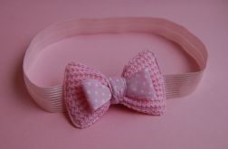 Opaska niemowlęca - Kokardka na różowo