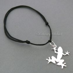 Srebrna bransoletka Żaba Frog czarna