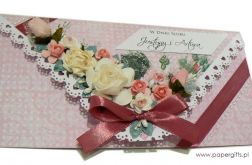 Kartka ślubna różana kopertówka na prezent