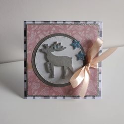 Kartka świąteczna Boże Narodzenie srebrny renifer