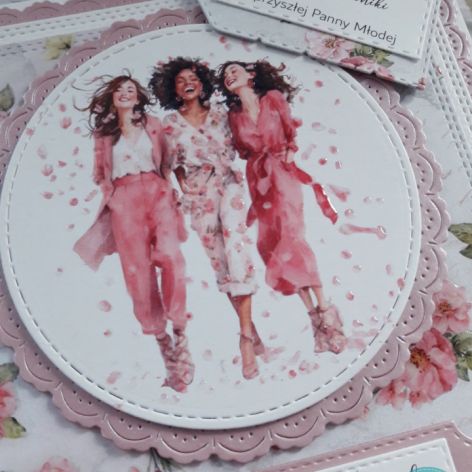 Kartka na wieczór panieński w różu, personalizacja