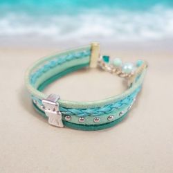 Bransoletka rzemykowa jasny turkus