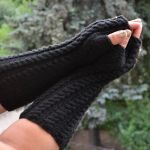 Czarne rękawiczki mitenki  - długie - ciepło w dłonie