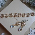 komplet biżuterii z kryształów Swarovski oraz koralików gold - 