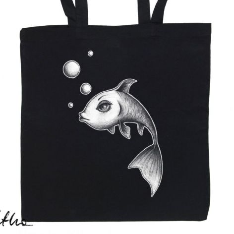 Ryba - torba z nadrukiem czarna