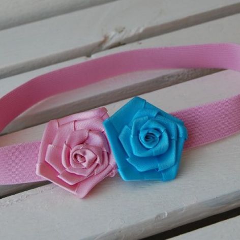 Opaska niemowlęca "Róż z turkusem"