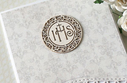 Zaproszenie komunijne -elegancka szarość-2