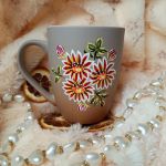 Kwiecisty kubek ręcznie malowany 300 ml. - ręcznie malowane