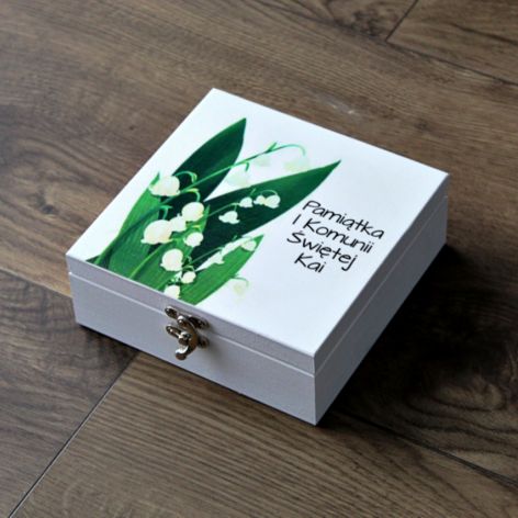 Pudełko na pamiatkę I Komunii Św. - Konwalie