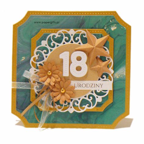 Kartka na 18 urodziny - zielony marmur złoto