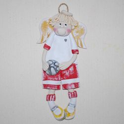 Piłkarz Jurek gra w obronie - aniołek z dedykacją