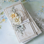 Kartka na ślub w pudełku "White & Cream" DL-1 - dl cream1n