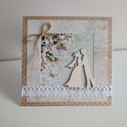 Kartka na ślub z koronką