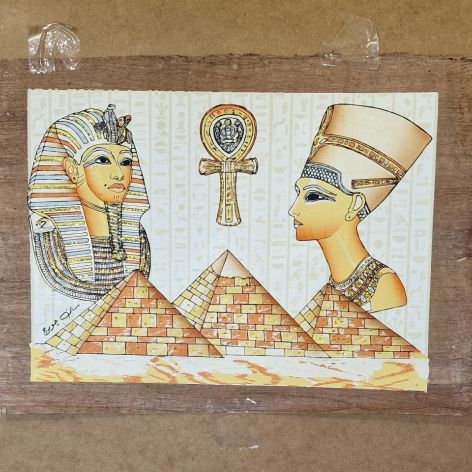 Papirus, Tutanchamon i Nefertiti, Obraz 30x40 cm, Oryginalny 100%, Egipt, papier papirusowy 17