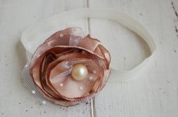 Retro opaska niemowlęca "Złoty brąz z bielą"