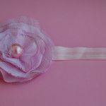 Retro opaska niemowlęca w delikatnym różu i bieli - 