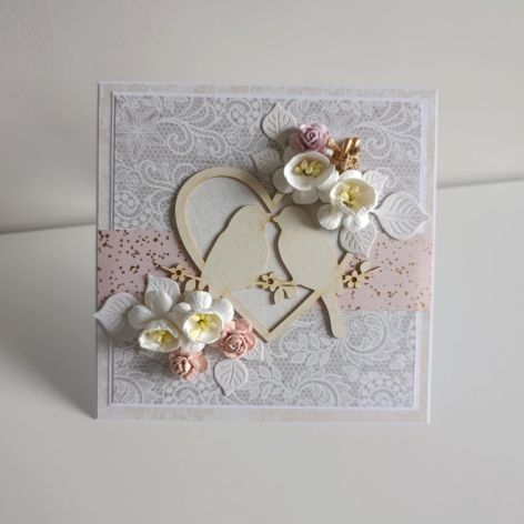 Kartka na ślub ręcznie robiona w pudełeczku z sercem 2