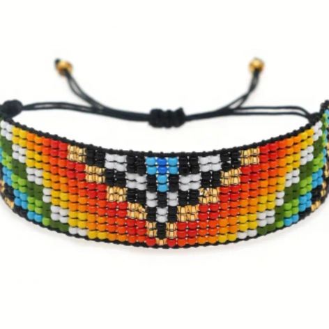 Bransoletka BOHO pleciona z koralików wielokolorowa